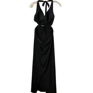 Shape FX Black Backless Halter Twist Maxi Dress